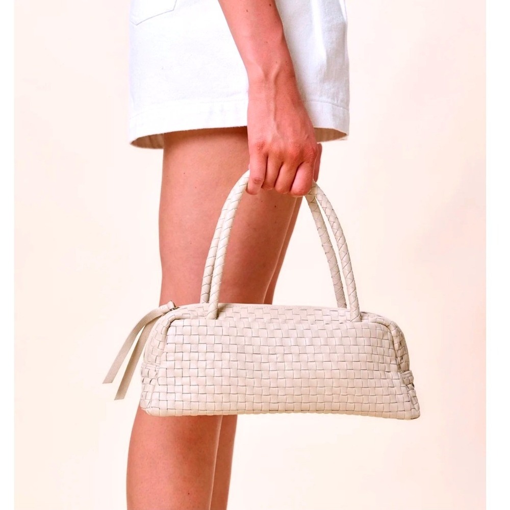 Cleobella Calais Baguette Bag OS Ivory Woven Leather Shoulder Bag Ivory